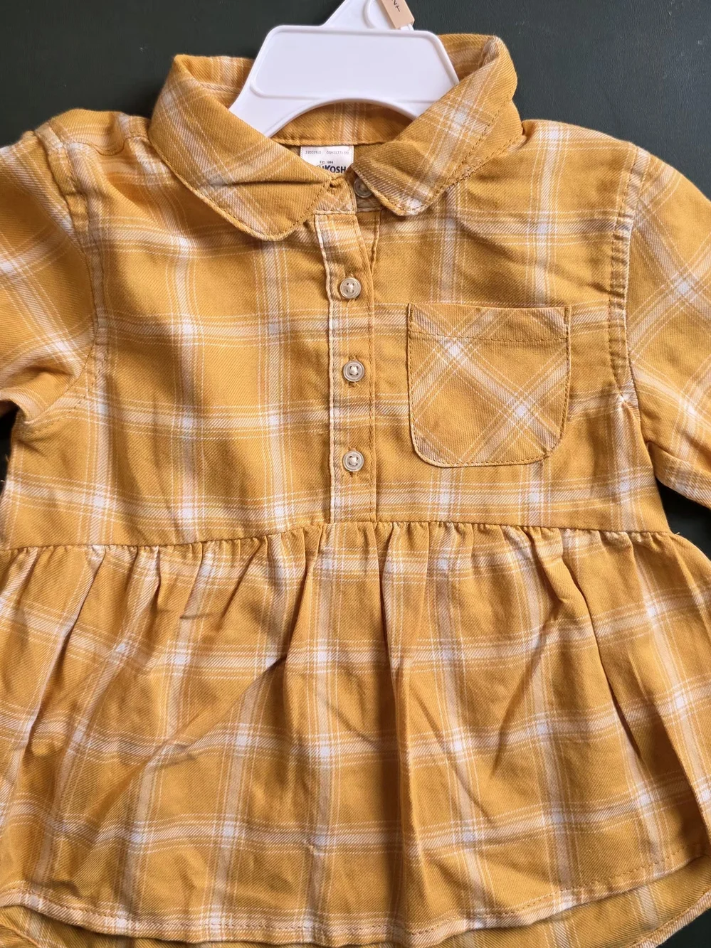 OshKosh B'gosh Girls' Mustard Plaid Long-Sleeve Peplum Top